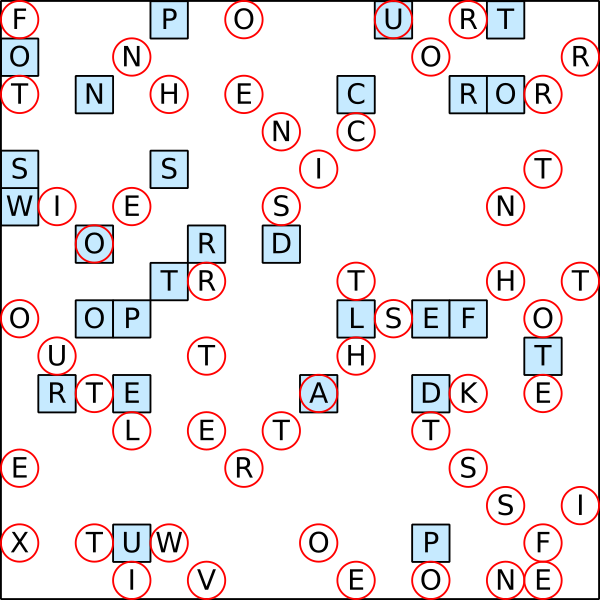 word search grid with constrained letters