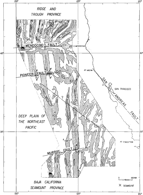 Magnetic anomalies on the sea floor off California