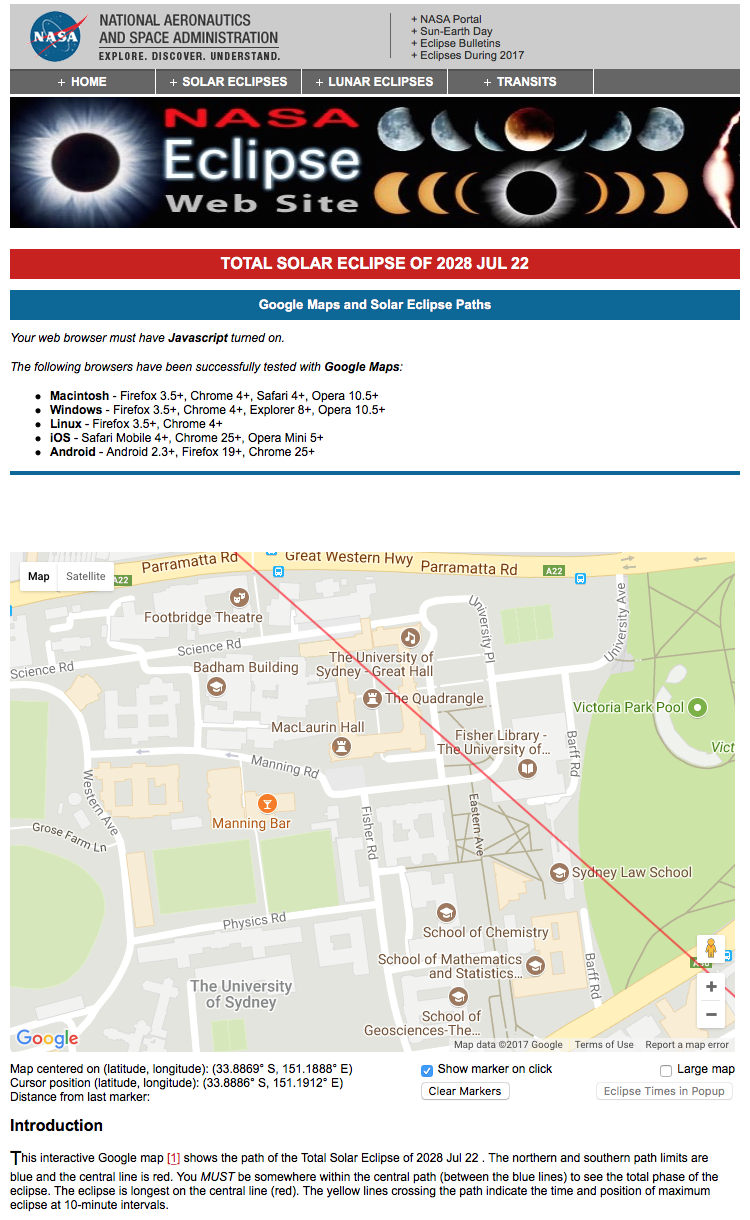 NASA eclipse map