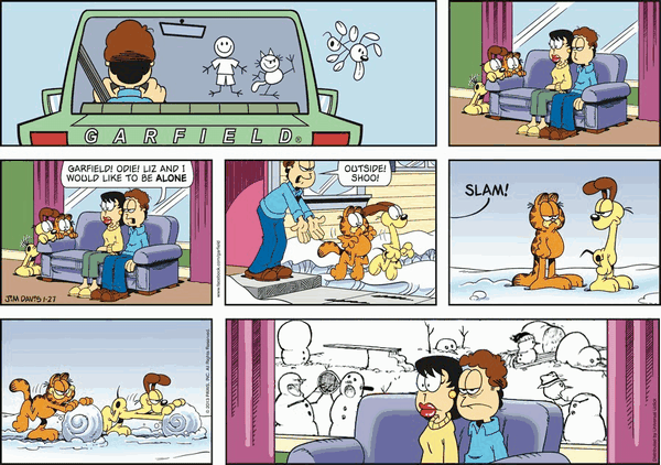 Garfield plus Calvin's Snowmen