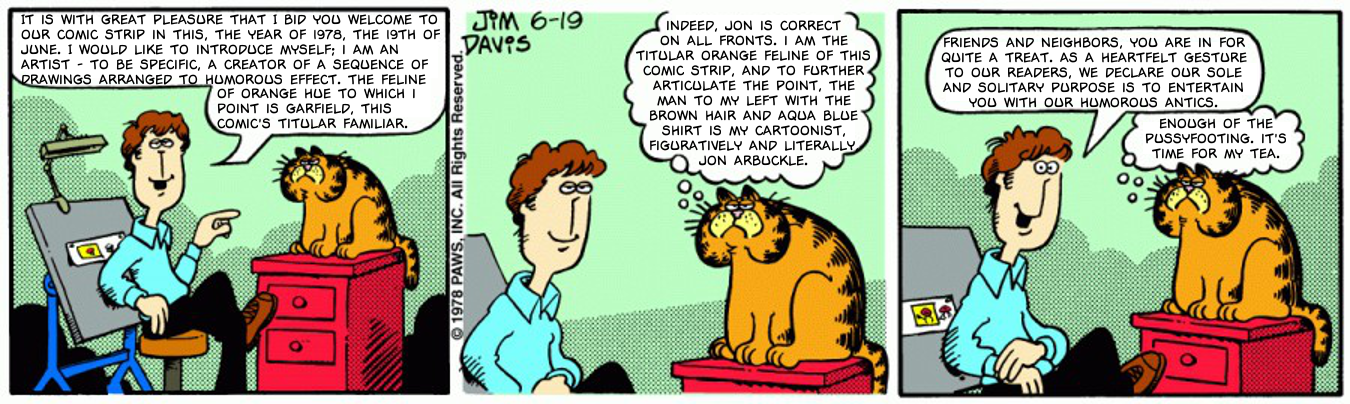 Painfully Posh and Vivaciously Verbose Cartoonist Jon Arbuckle and Feline Garfield